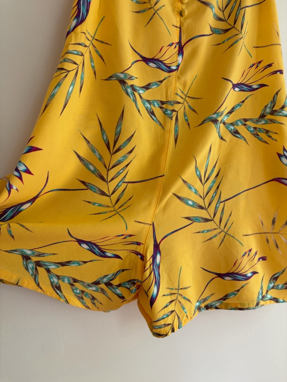 Roxy Yellow Tropical Print Spaghetti Strap Shorts Romper Size S - Picture 3 of 6